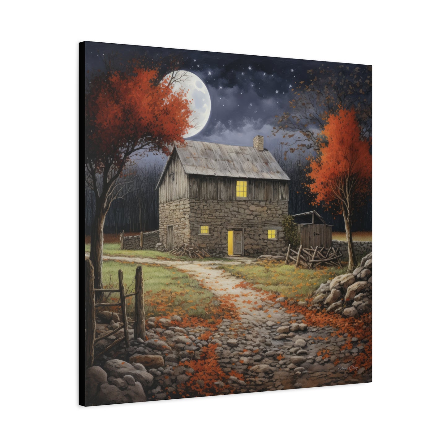 Rustic Cabin Art Print, Home Decor, Autumn Wall Art, Cozy Living Room Decor, Gift for Nature Lovers, Fall Decor