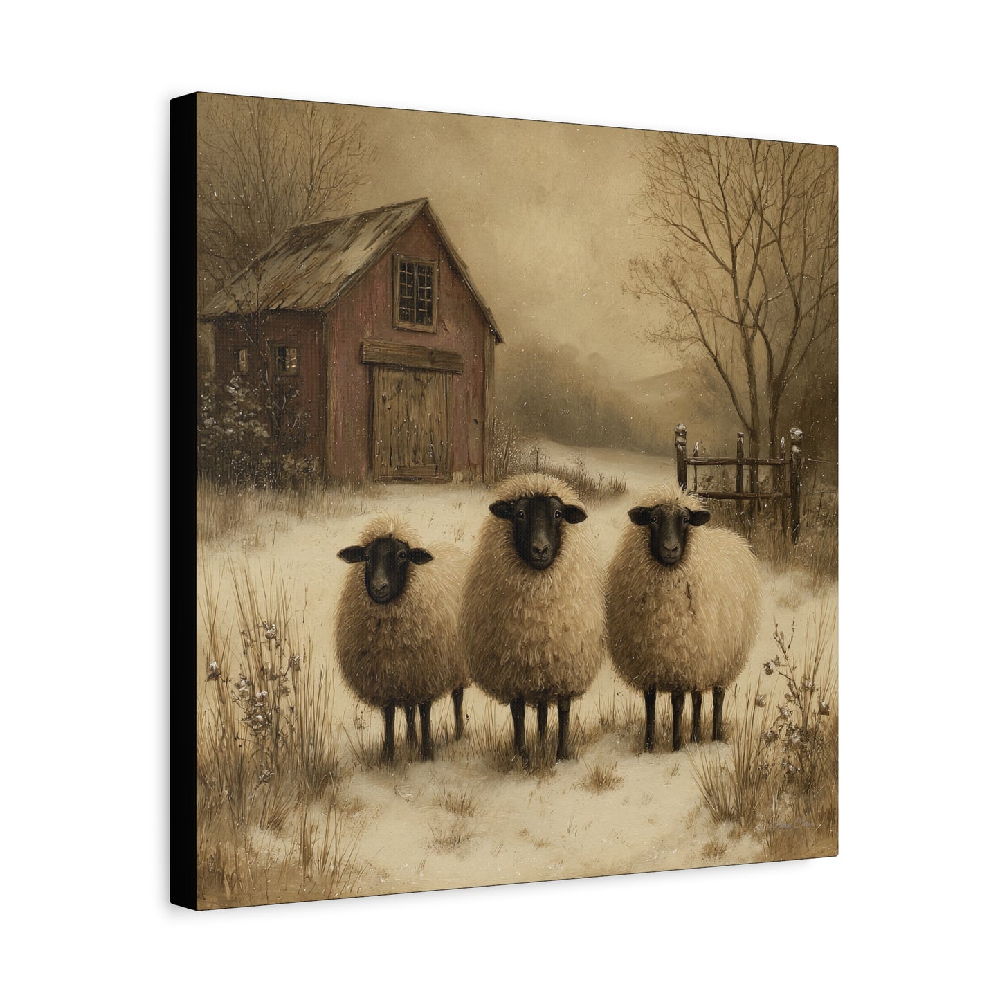 Rustic Sheep Canvas Art, Farmhouse Decor, Country Wall Art, Living Room Decor, Cozy Home Accent