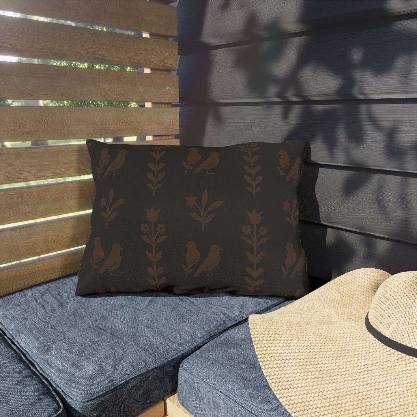 Chic Outdoor Pillows with Bird and Floral Design, Patio Decor,Garden Cushions, Boho Style, Cozy Home Accessories