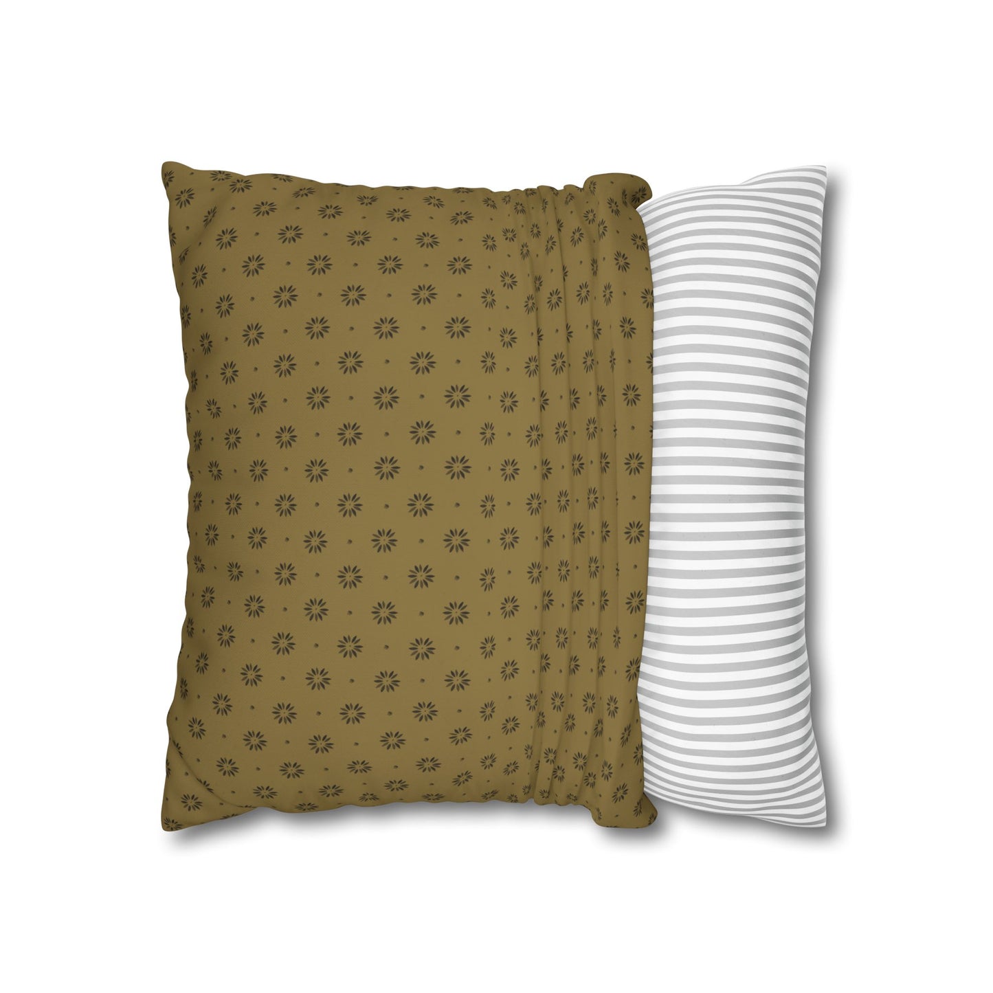 Black Petals on Gold Background Stencil Square Poly Canvas Pillowcase