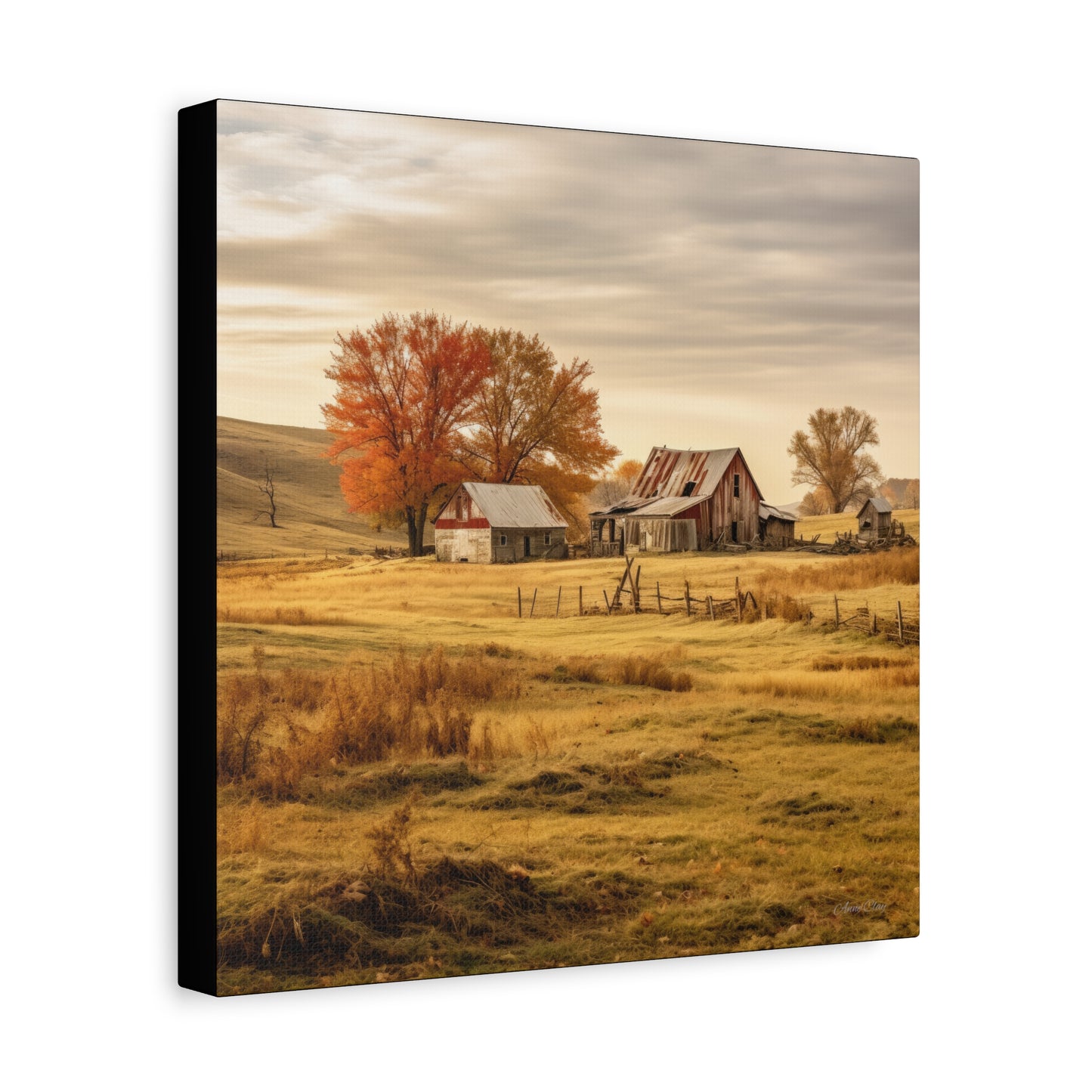 Rustic Farmhouse Canvas Wall Art, Autumn Landscape Decor, Cozy Home Decoration, Farmhouse Style Gift, Rustic Wall Art for All Occasions