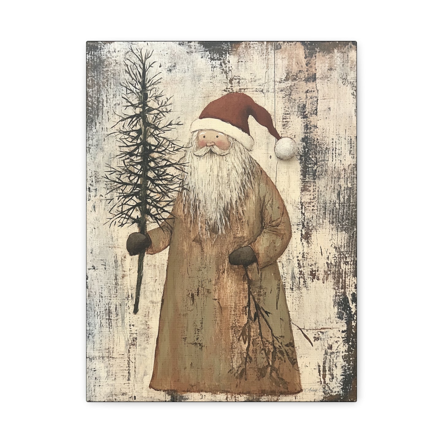 Happy Twiggy Santa Matte Canvas, Stretched, 1.25"