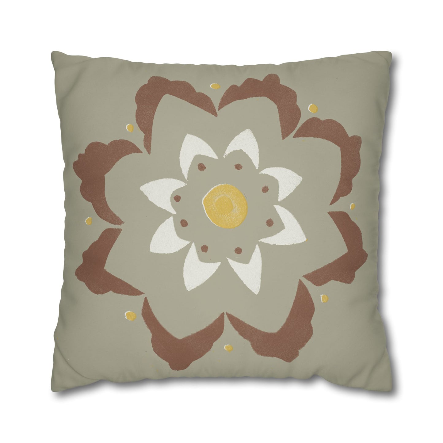Fantasy Collection Stencil Flower Square Poly Canvas Pillowcase