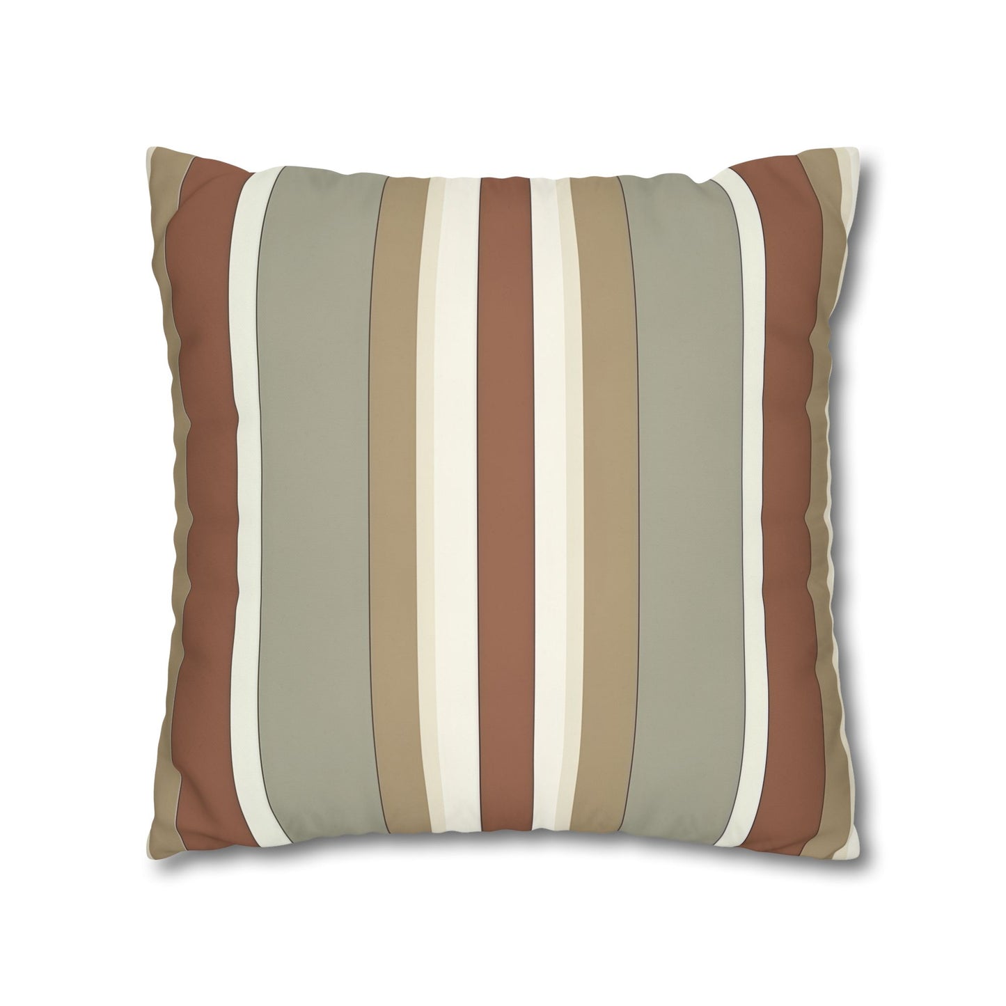 Fantasy Collection Taupe Stripes Square Poly Canvas Pillowcase