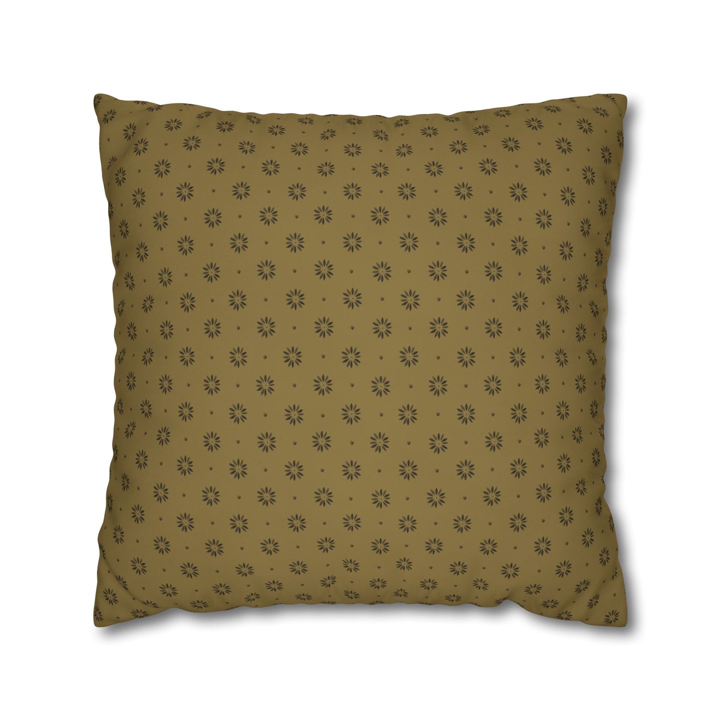 Black Petals on Gold Background Stencil Square Poly Canvas Pillowcase