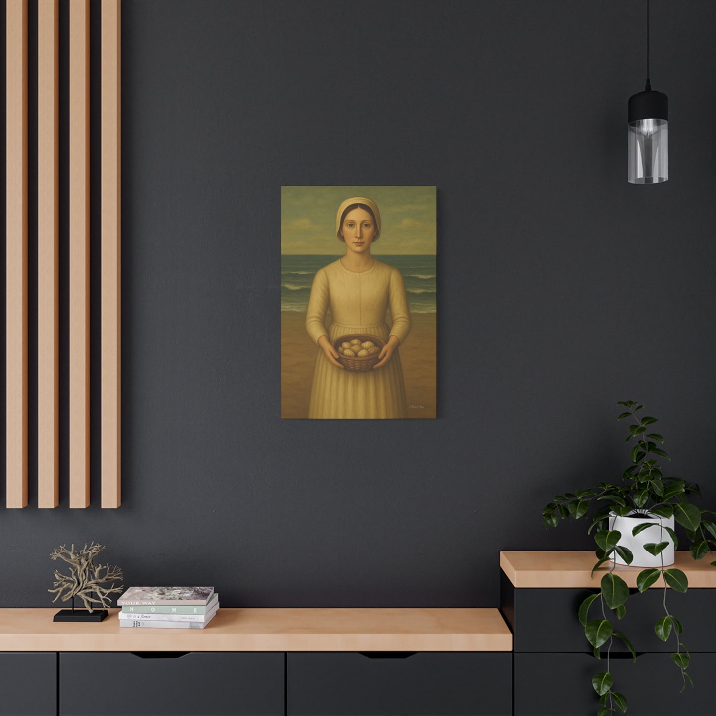 Stretched Canvas Art Print of Young Woman with Eggs, Wall Decor, Vintage Style, Gift for Home, Art Lovers, Mother's Day