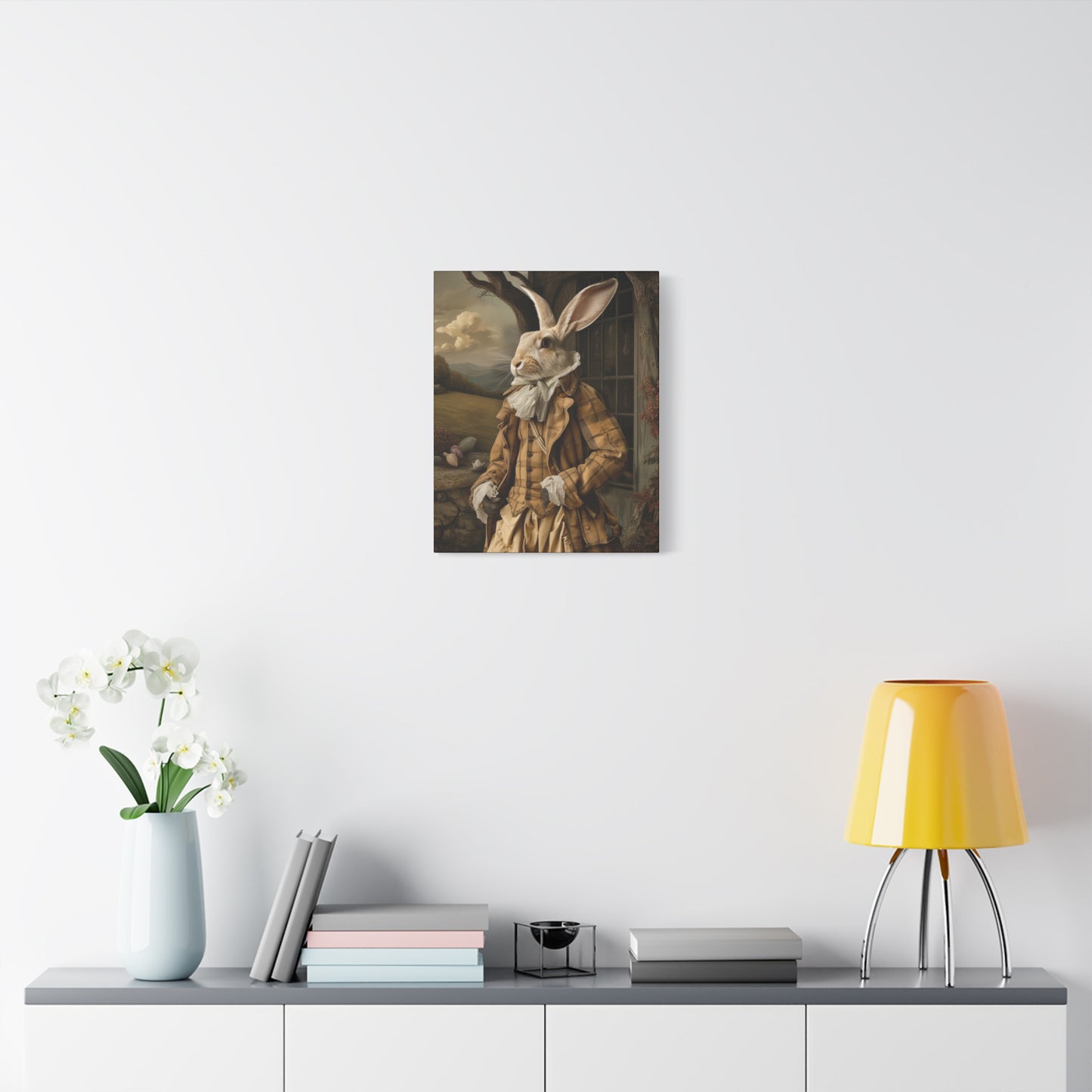 Sir William Rabbit: Whimsical Rabbit Canvas Art - Vintage Style Wall Decor