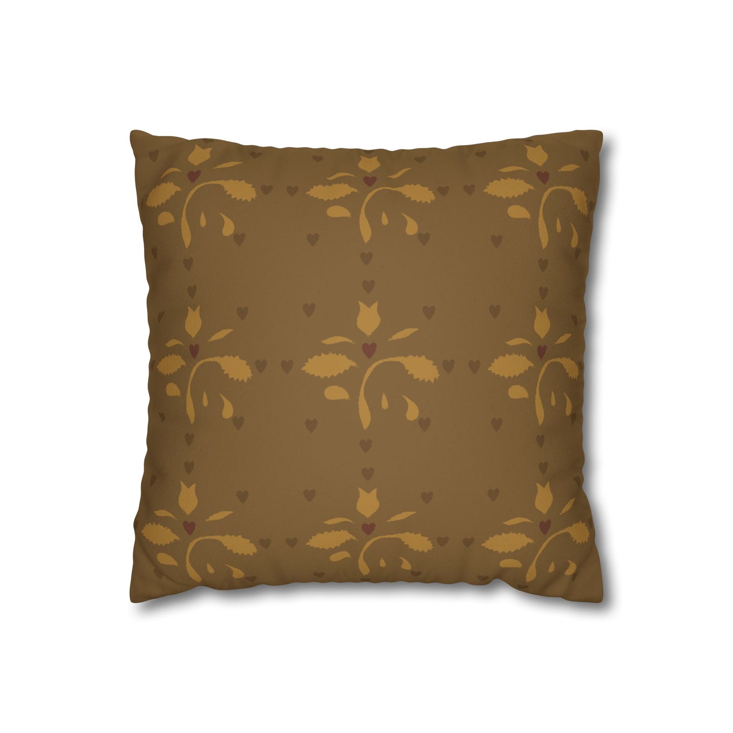 Leaves and Hearts Stencil Faux Suede Square Pillowcase