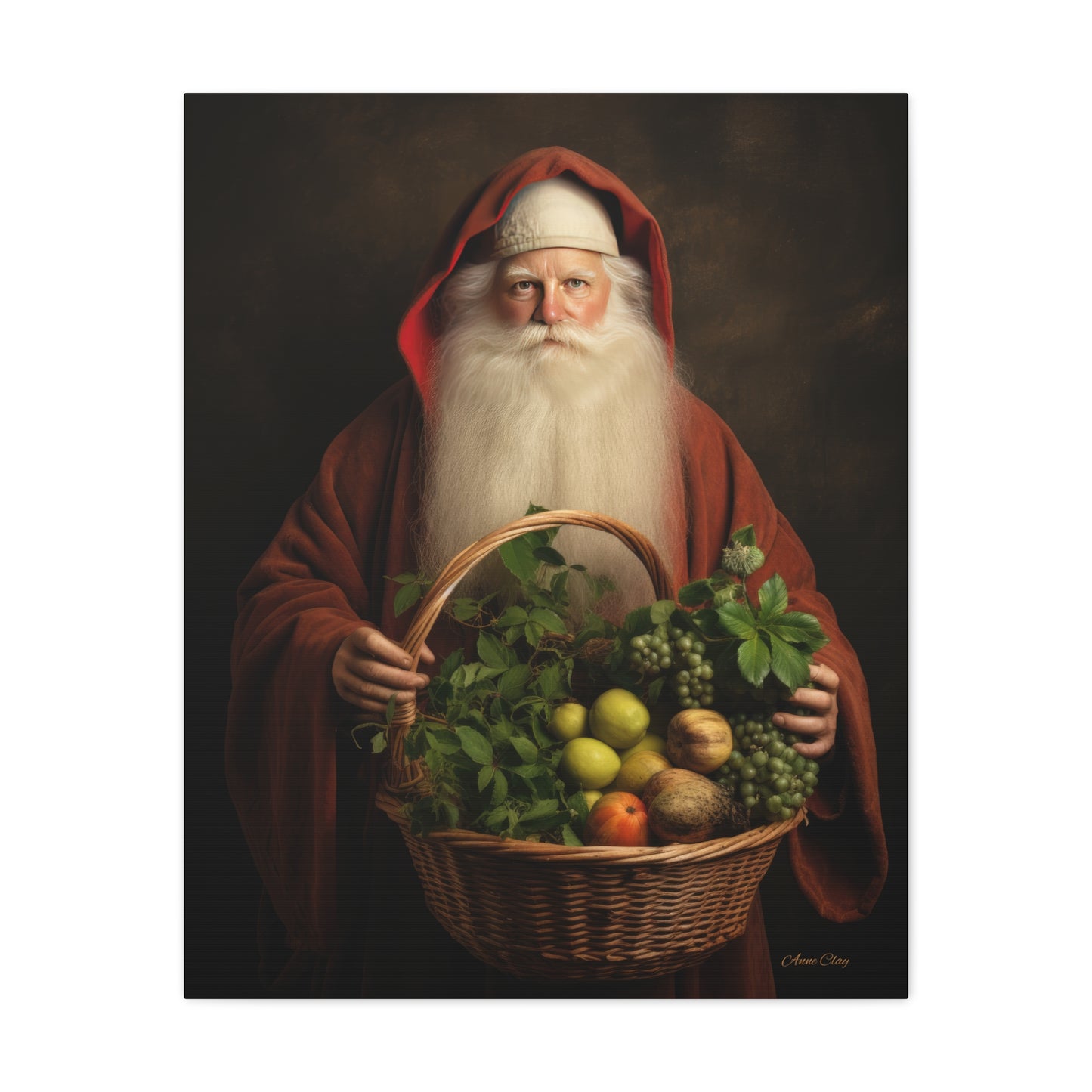 Fruit Basket Santa Matte Canvas, Stretched, 1.25"