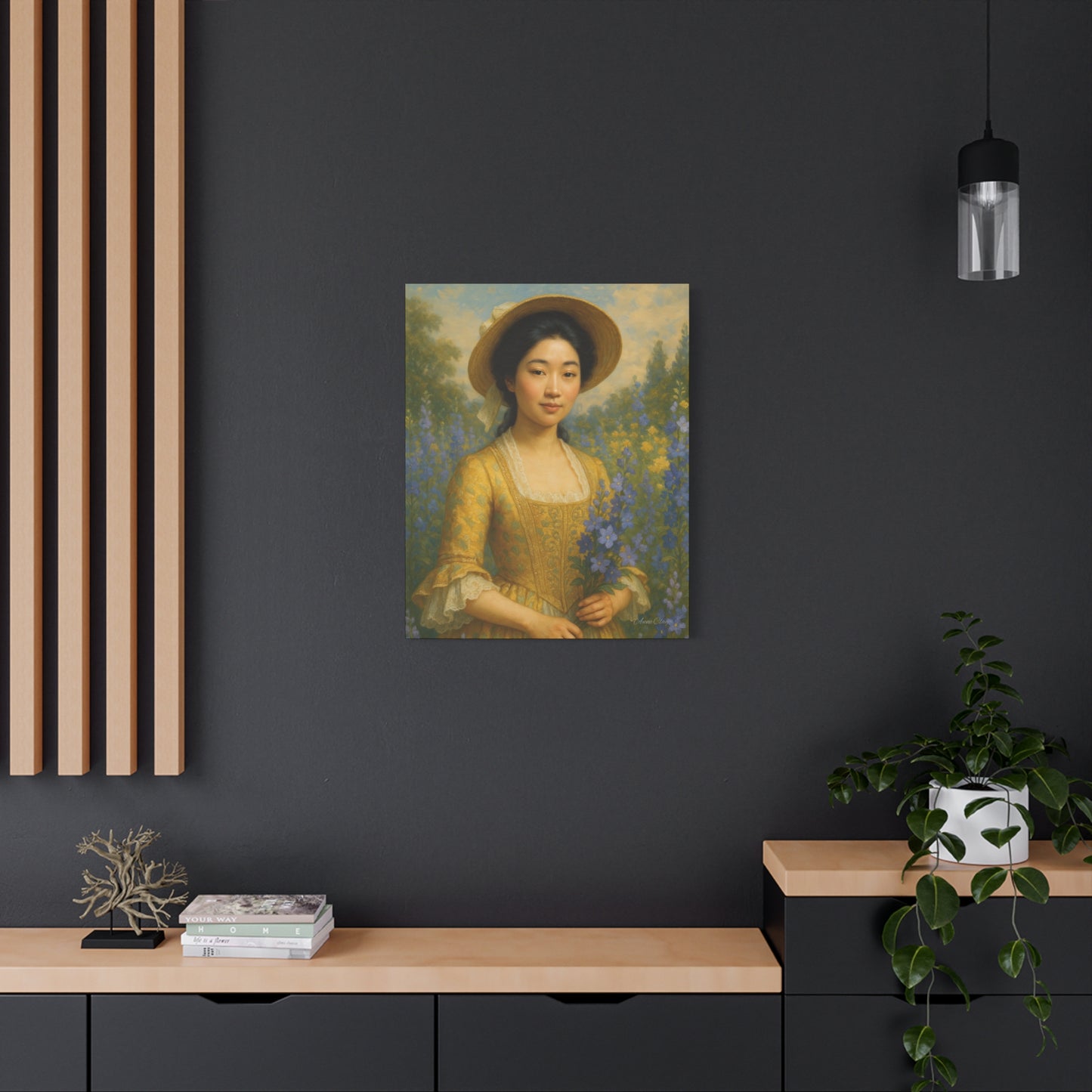Floral Portrait Canvas, Vintage Art Print, Elegant Home Decor, Gift for Art Lovers, Wall Art for Living Room
