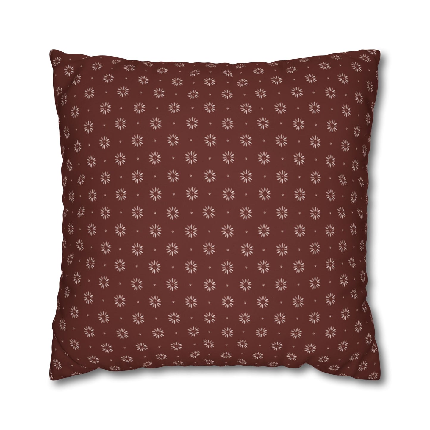 Petal Stencils on Red Square Poly Canvas Pillowcase