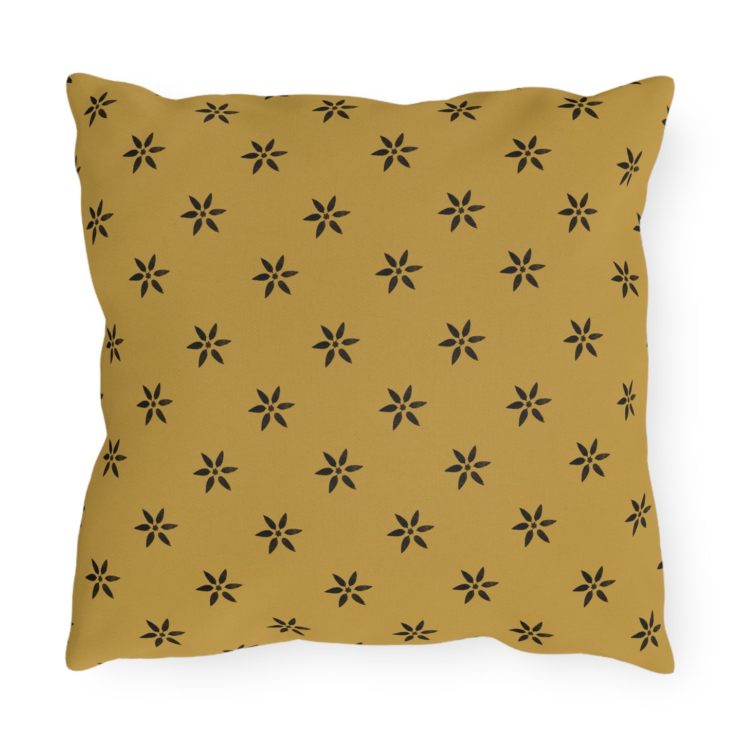 Black Stencil on Gold Outdoor Pillows