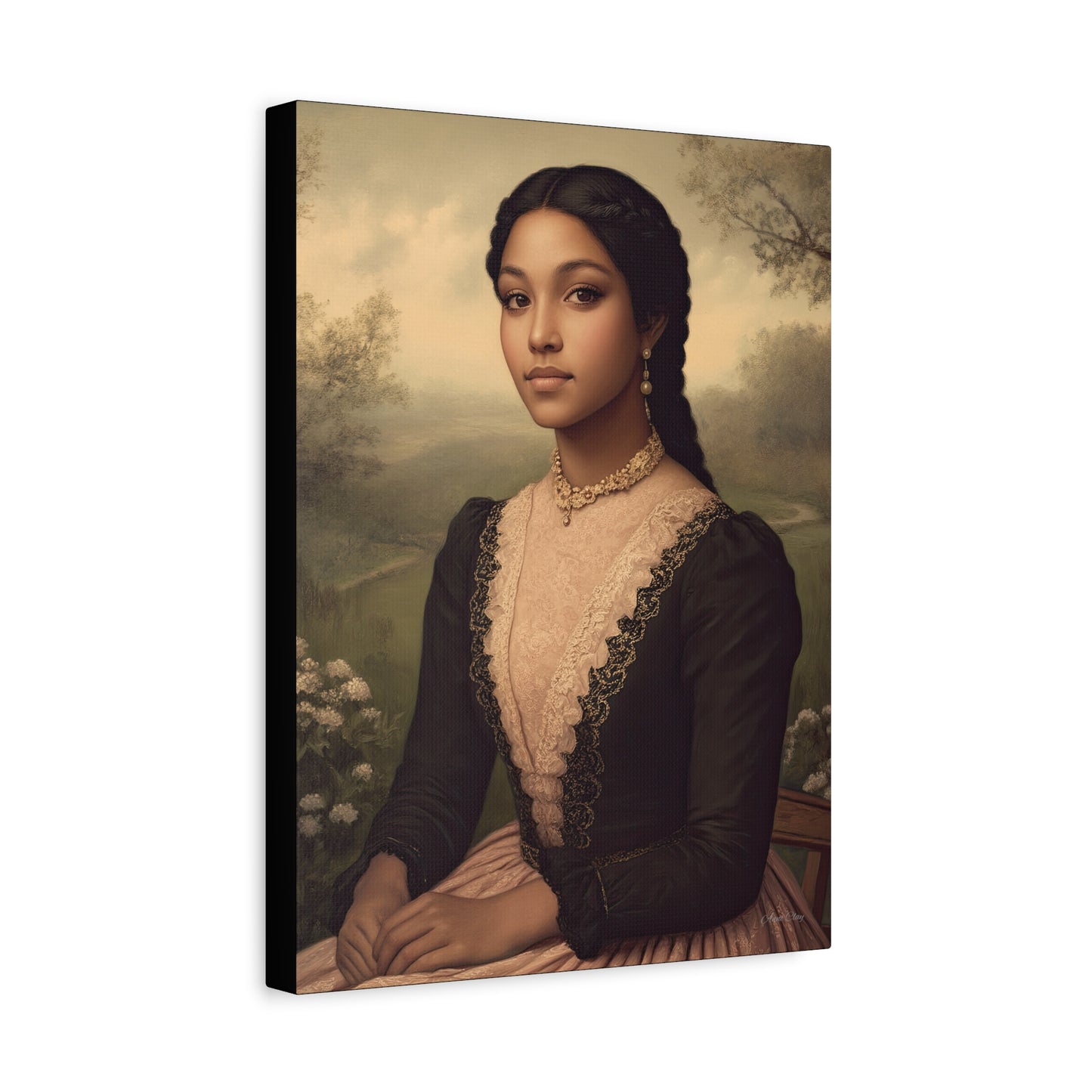 Elegant Stretched Canvas Print of Portrait Art, Vintage Home Decor, Wall Art for Living Room, Gift for Art Lovers, Timeless Design