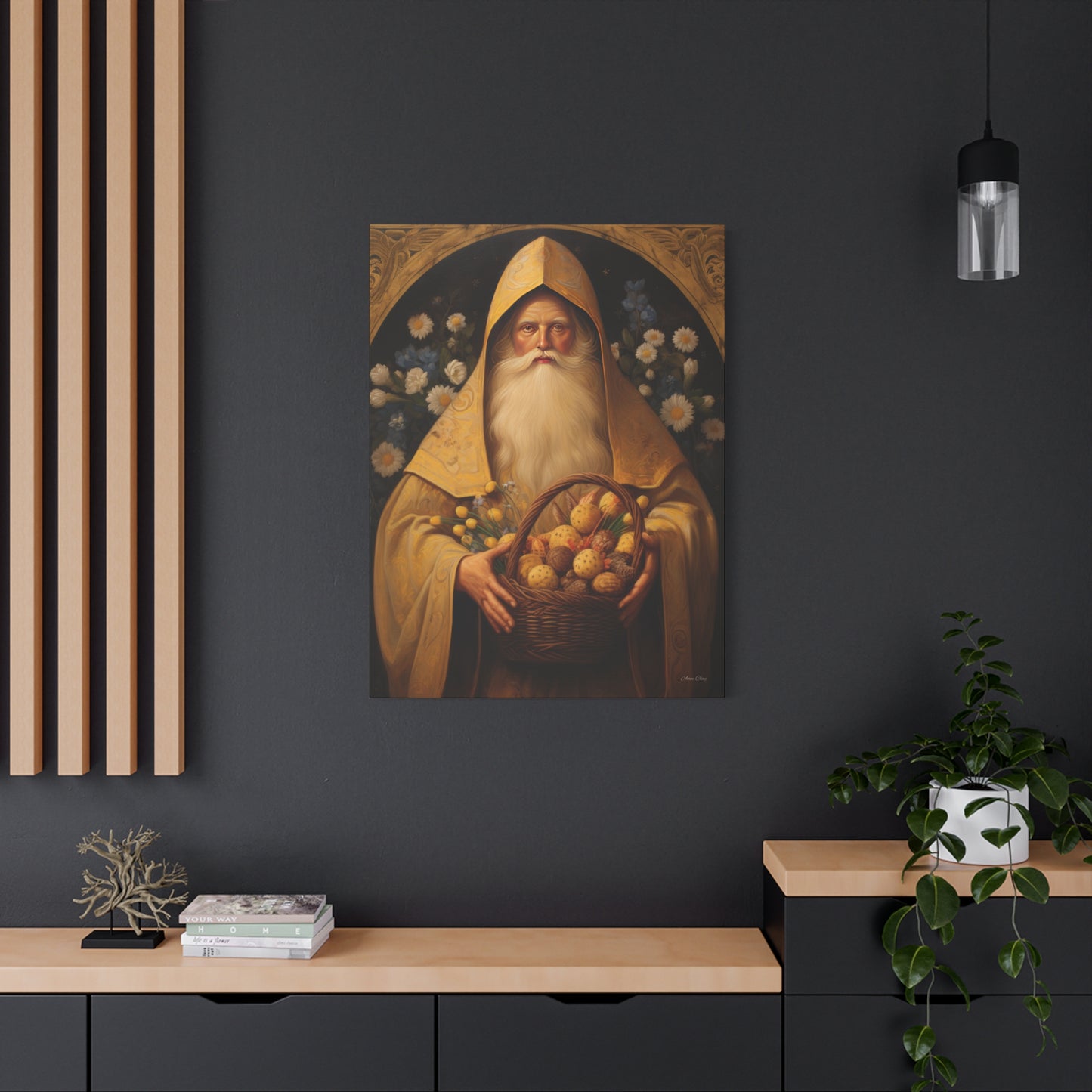 Easter Basket Santa Matte Canvas, Stretched, 1.25"