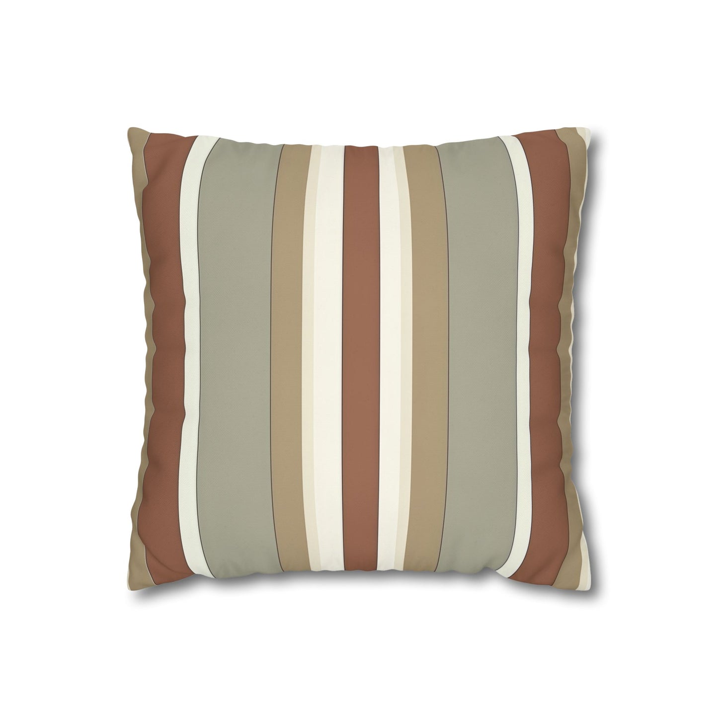 Fantasy Collection Taupe Stripes Square Poly Canvas Pillowcase