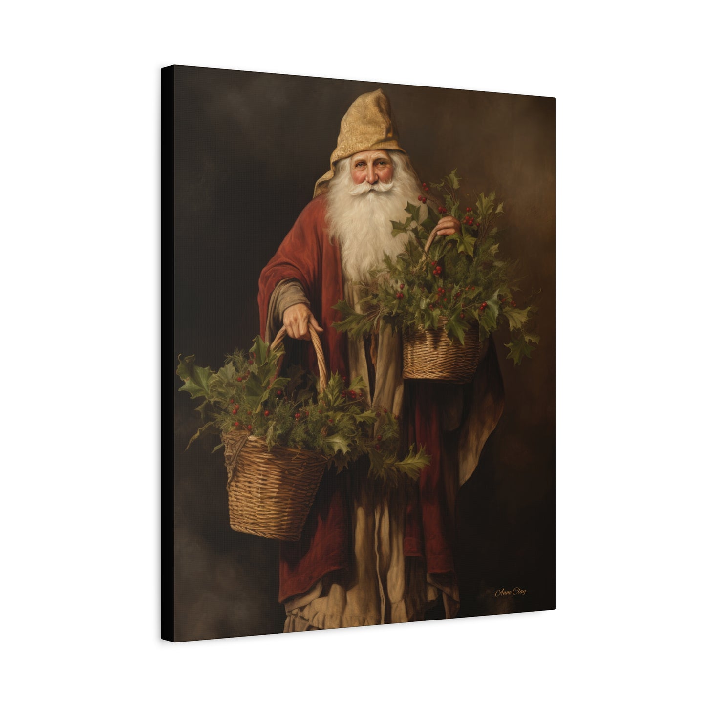 Jolly Santa Ivy Matte Canvas, Stretched, 1.25"