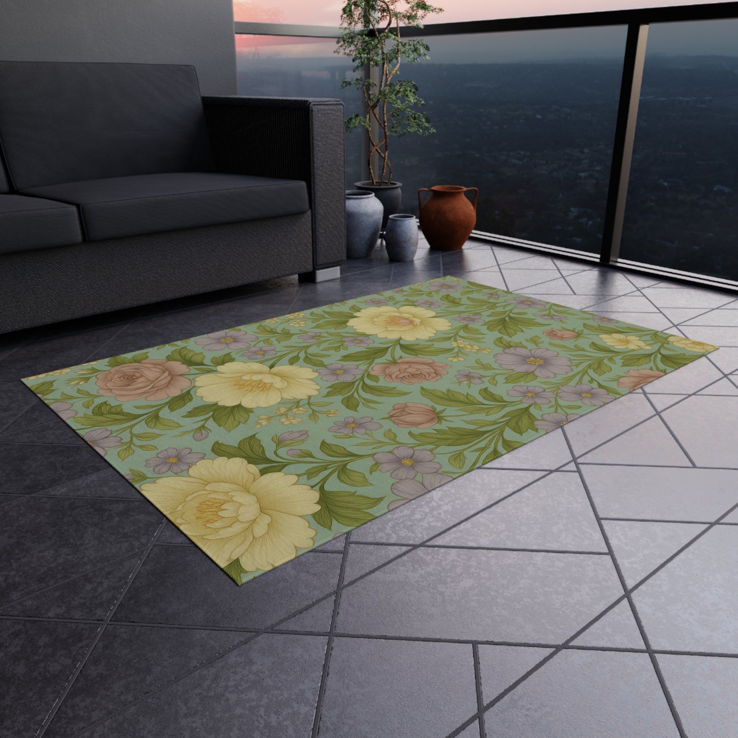 Floral Outdoor Rug - Decorative Area Mat for Patios, Entryways, or Gardens - Perfect Gift for Home Decor Lovers