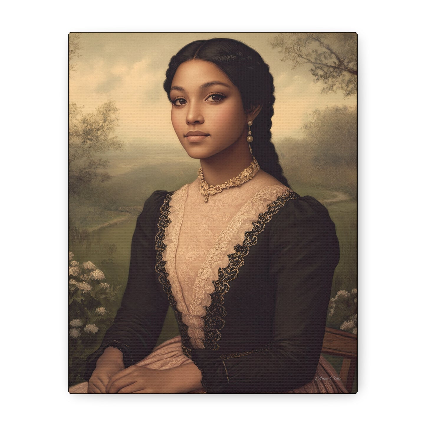 Elegant Stretched Canvas Print of Portrait Art, Vintage Home Decor, Wall Art for Living Room, Gift for Art Lovers, Timeless Design