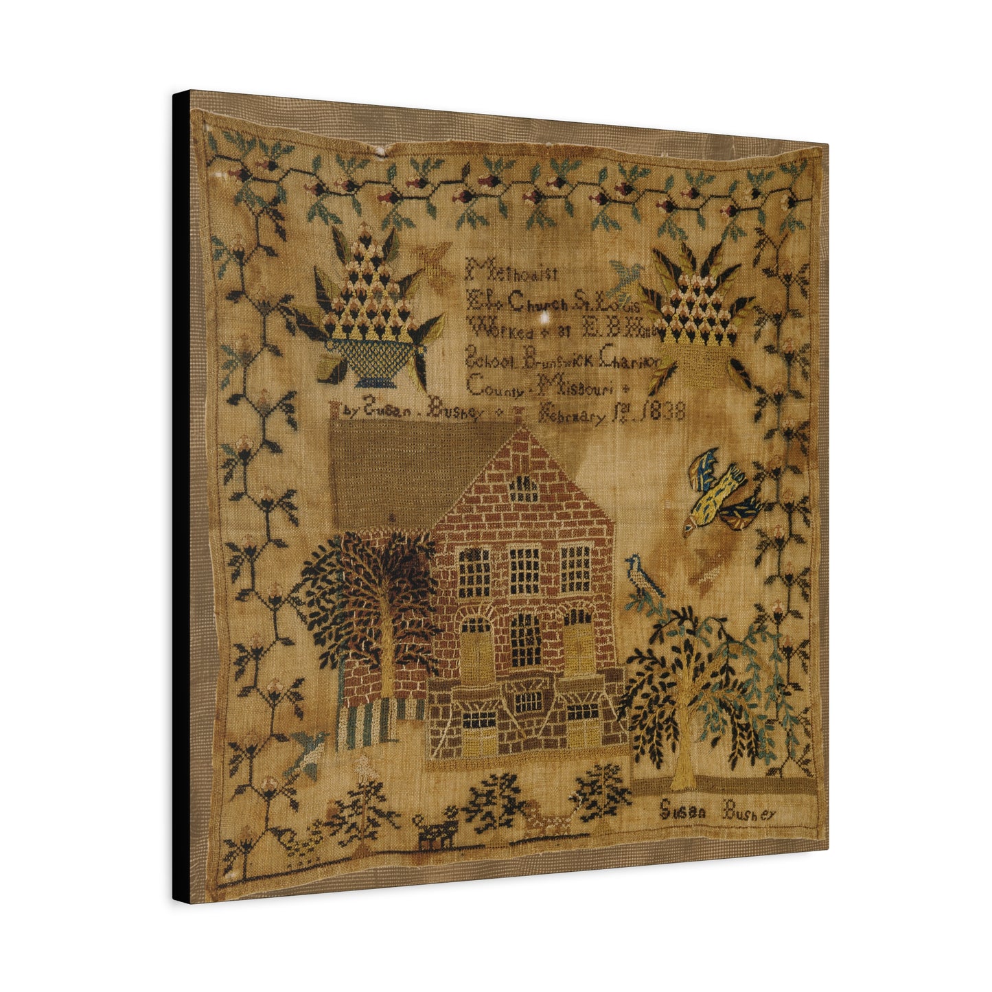 Vintage Canvas Wall Art – 1838 Pennsylvania Folk Art