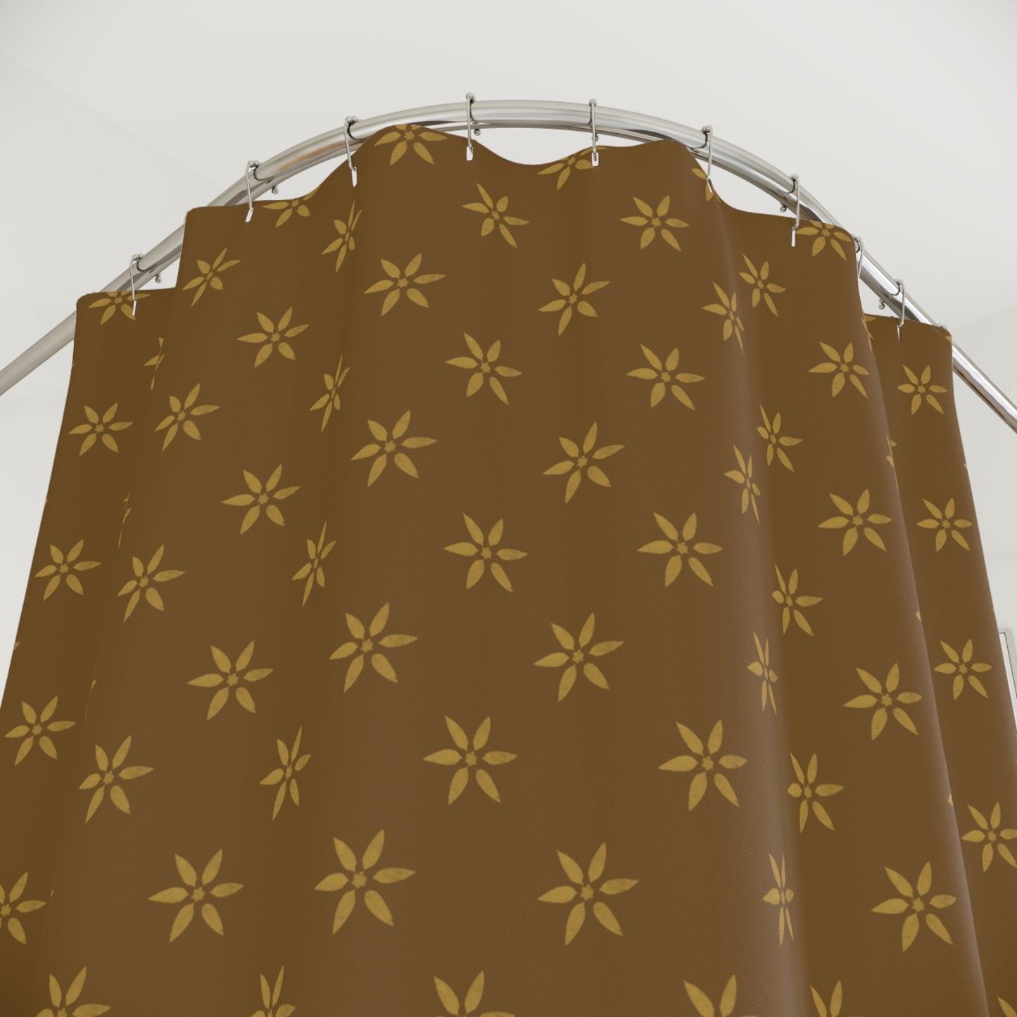 Early American Stencil Elegant Floral Pattern Shower Curtain – Bathroom Decor for a Cozy Retreat