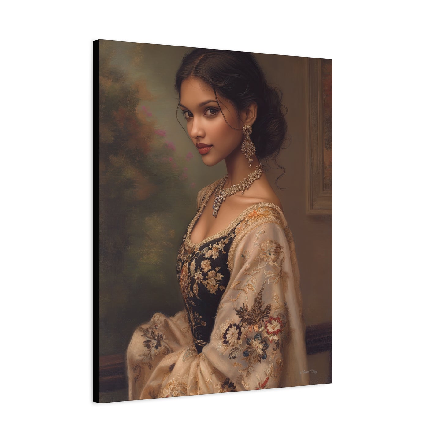 Elegant Stretched Canvas Wall Art - Timeless Portrait, Home Decor, Gift for Art Lovers, Stylish Living Room Decor, Christmas Gift