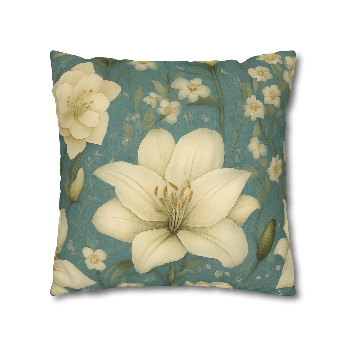 Floral Square Pillowcase, Cozy Home Decor, Gift for Flower Lovers, Soft Decorative Pillow, Spring Living Room Accessories
