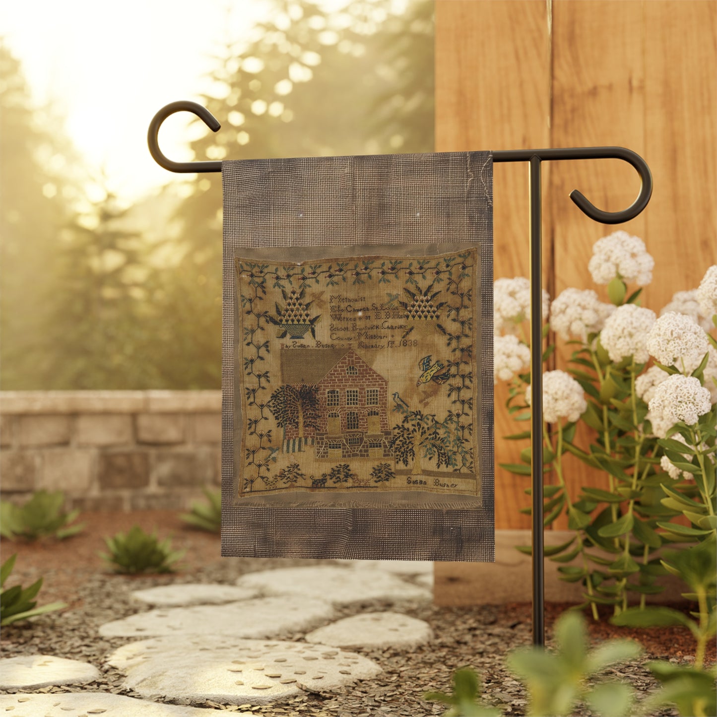 Gritty Prim Sampler Garden & House Banner