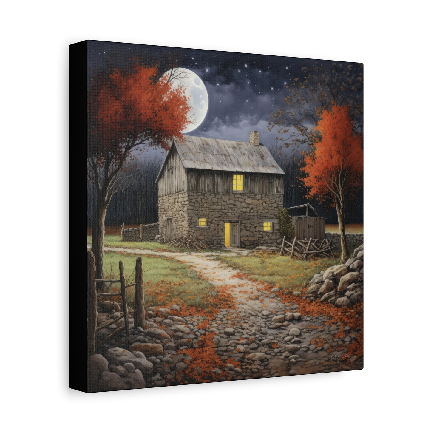Rustic Cabin Art Print, Home Decor, Autumn Wall Art, Cozy Living Room Decor, Gift for Nature Lovers, Fall Decor