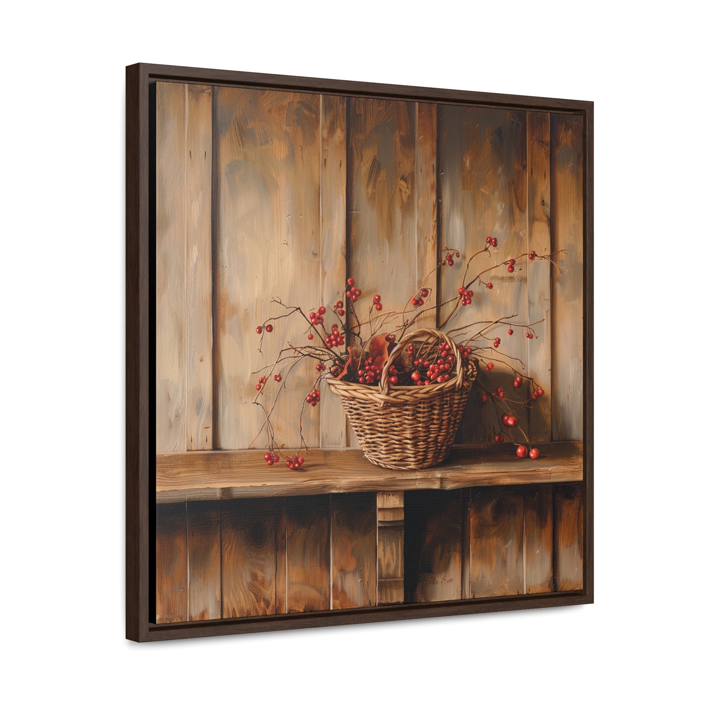 Basket of Bittersweet Gallery Canvas Wraps, Square Frame