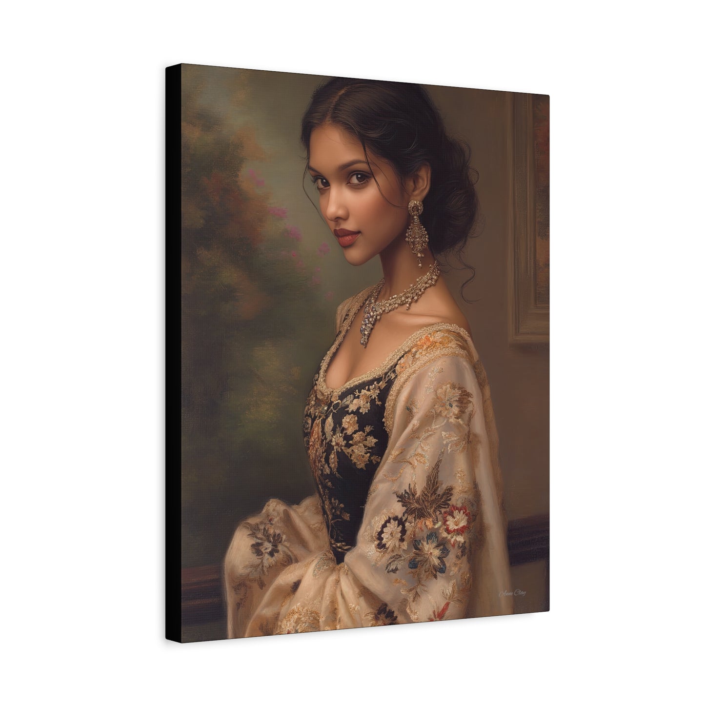 Elegant Stretched Canvas Wall Art - Timeless Portrait, Home Decor, Gift for Art Lovers, Stylish Living Room Decor, Christmas Gift
