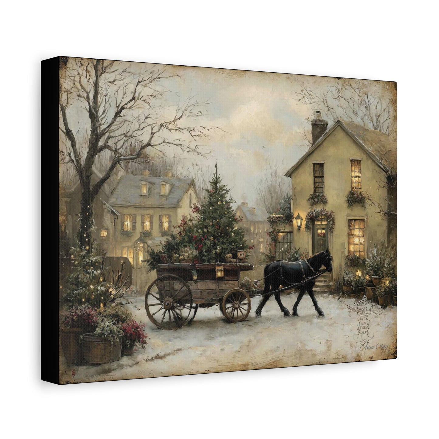 Rustic Winter Canvas Art, Holiday Home Decor, Christmas Wall Art, Cozy Living Room Decoration, Seasonal Wall Hanging