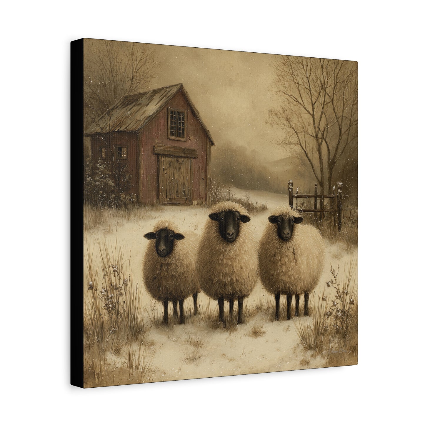 Rustic Sheep Canvas Art, Farmhouse Decor, Country Wall Art, Living Room Decor, Cozy Home Accent