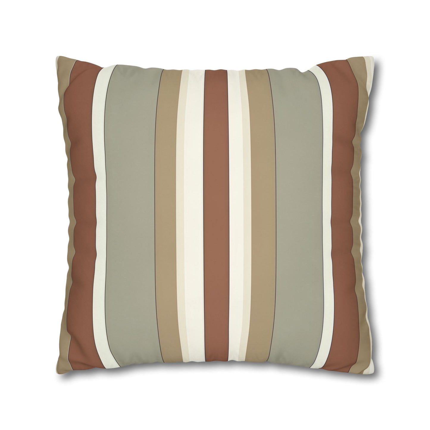Fantasy Collection Taupe Stripes Square Poly Canvas Pillowcase