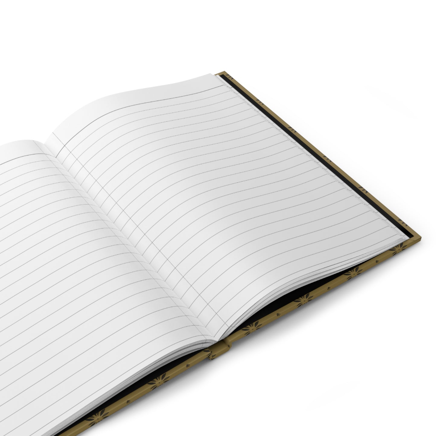 Black Petal Stencil on Mustard Hardcover Journal Matte