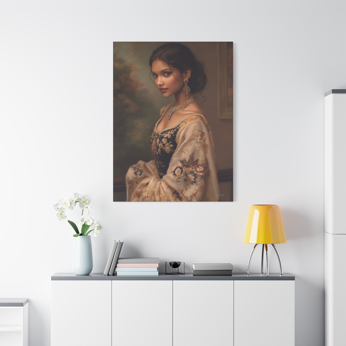 Elegant Stretched Canvas Wall Art - Timeless Portrait, Home Decor, Gift for Art Lovers, Stylish Living Room Decor, Christmas Gift