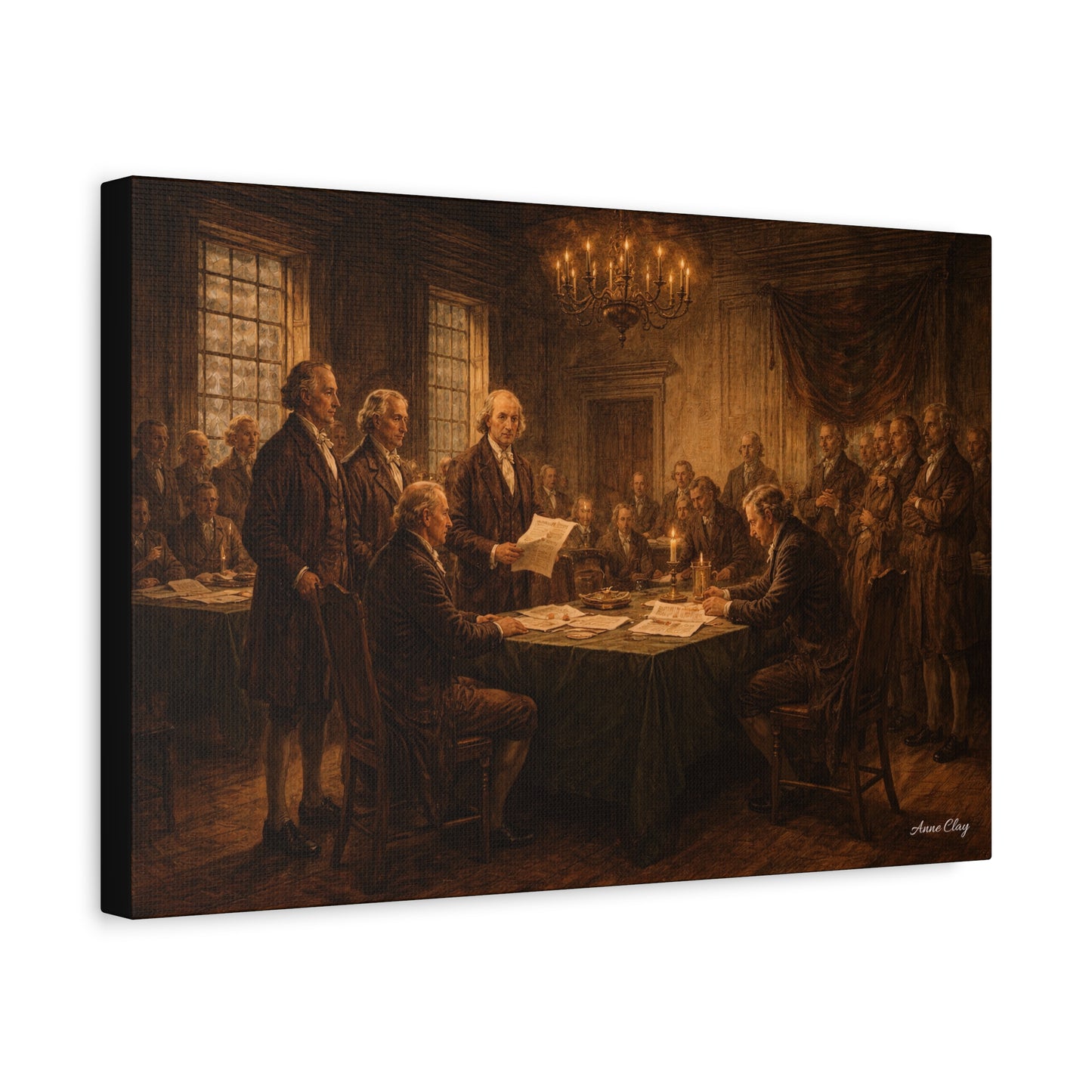 Declaration of Independence Matte Canvas Print — Historic Founding Fathers Wall Art (Stretched 1.25")