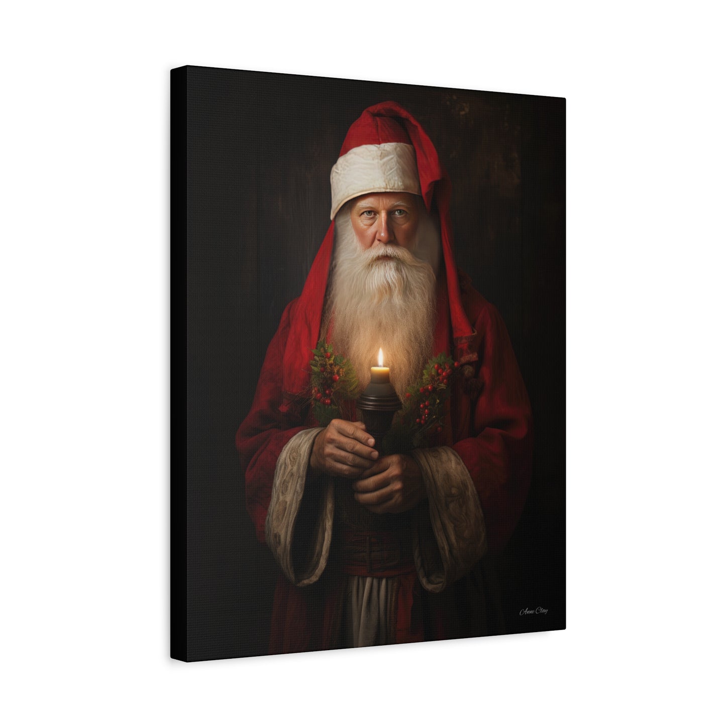 Candlelight Santa Matte Canvas, Stretched, 1.25"