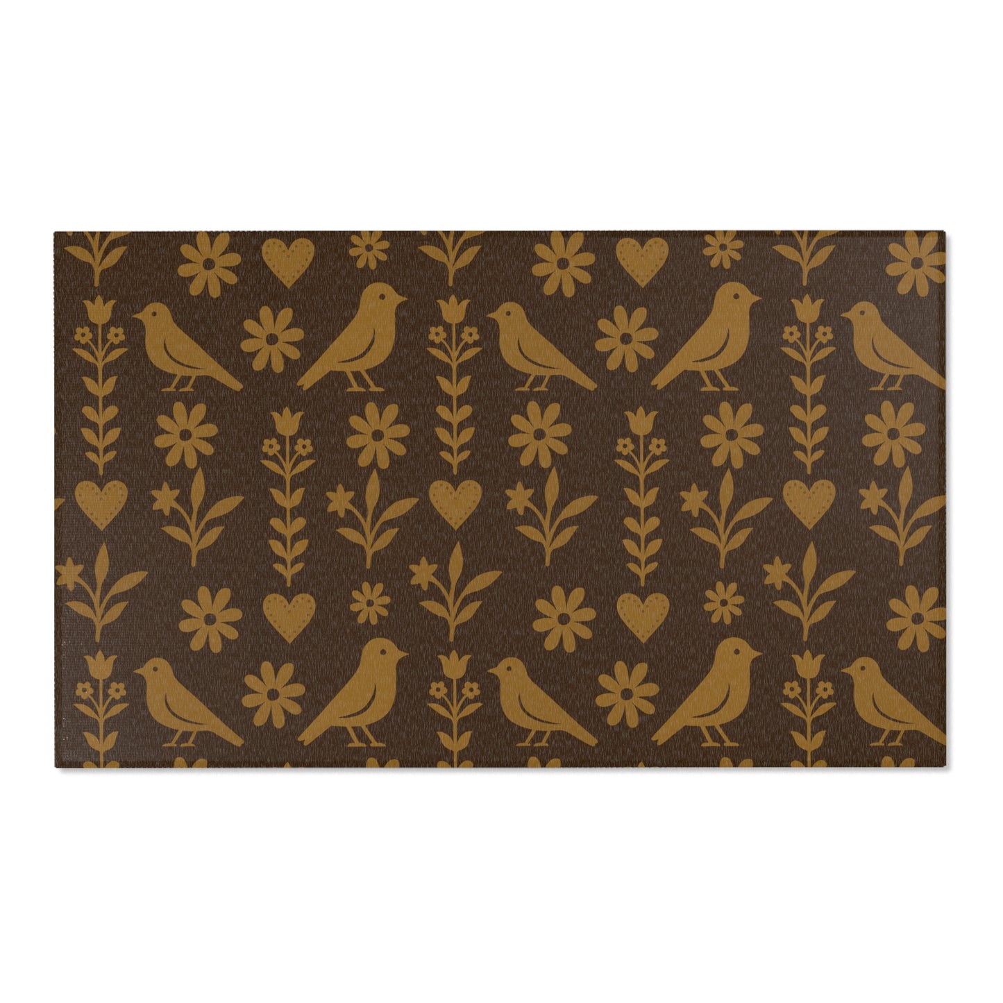 Charming Bird & Floral Area Rug - Cozy Home Decor, Rustic Style, Nature-Inspired, Perfect for Living Room, Bedroom, or Outdoor Spaces