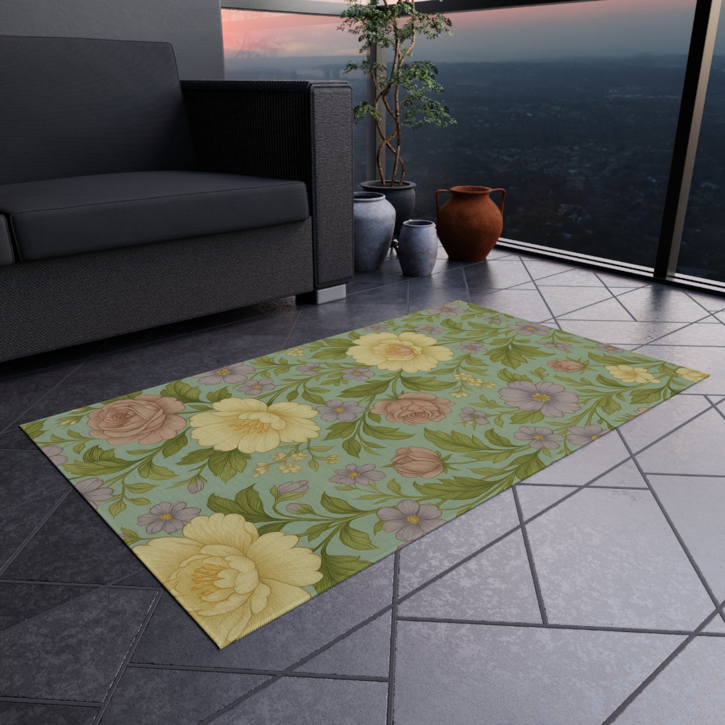 Floral Outdoor Rug - Decorative Area Mat for Patios, Entryways, or Gardens - Perfect Gift for Home Decor Lovers