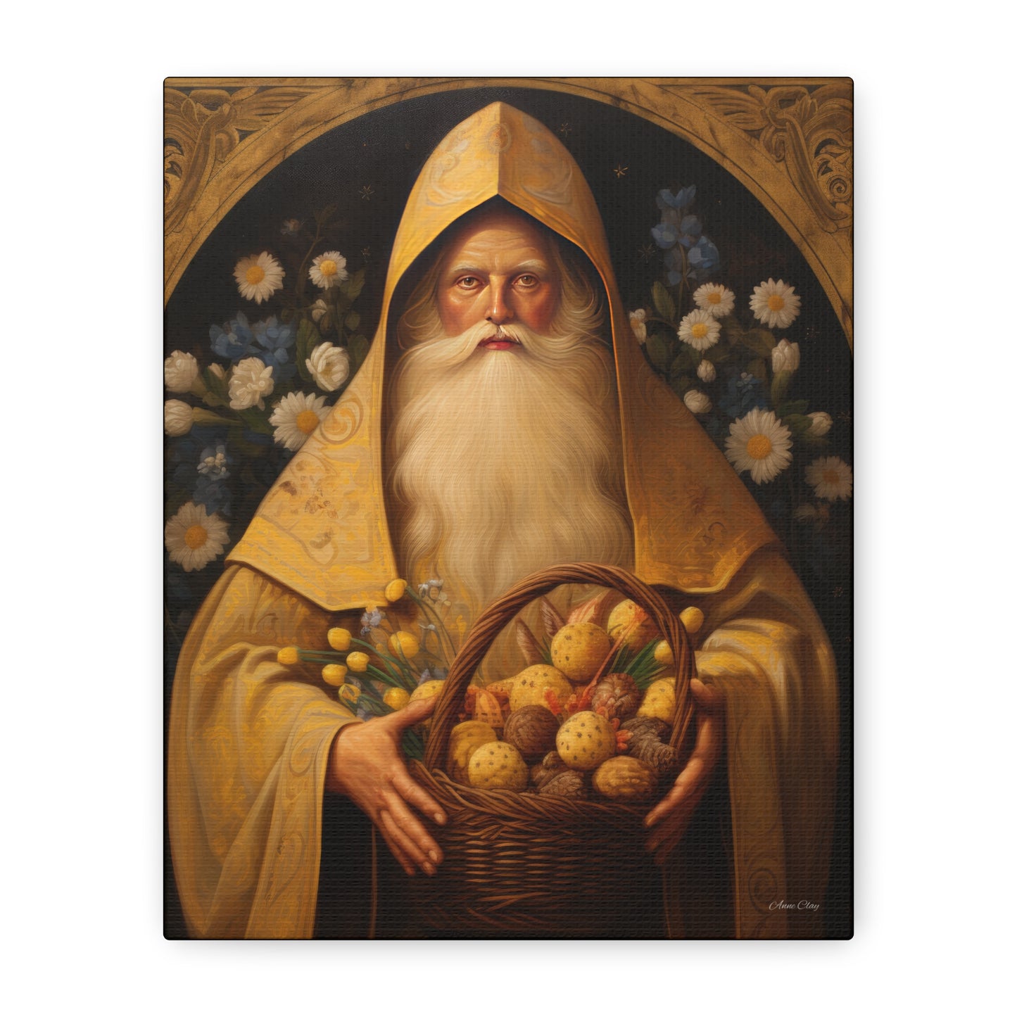 Easter Basket Santa Matte Canvas, Stretched, 1.25"