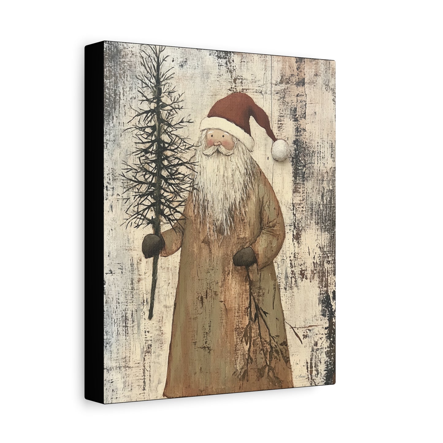 Happy Twiggy Santa Matte Canvas, Stretched, 1.25"