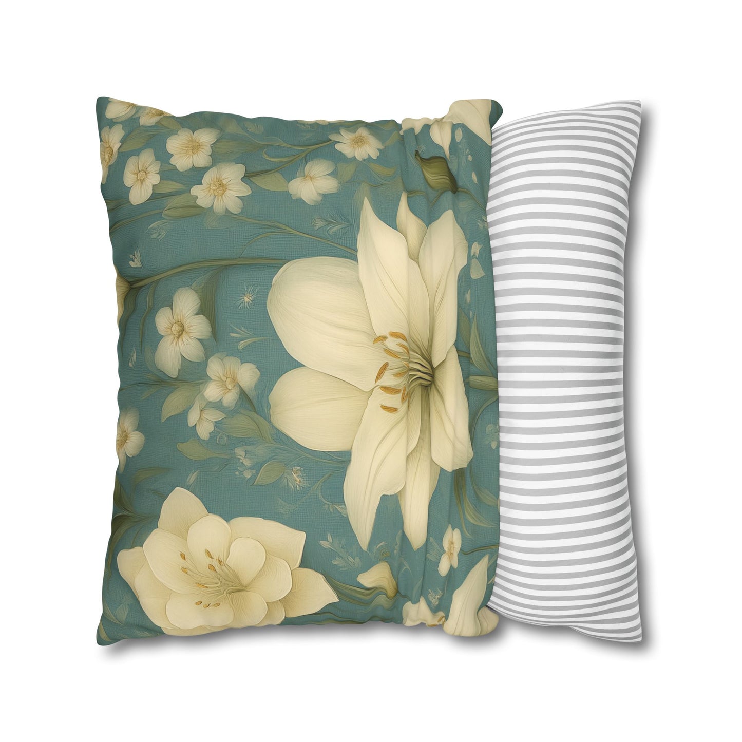 Floral Square Pillowcase, Cozy Home Decor, Gift for Flower Lovers, Soft Decorative Pillow, Spring Living Room Accessories