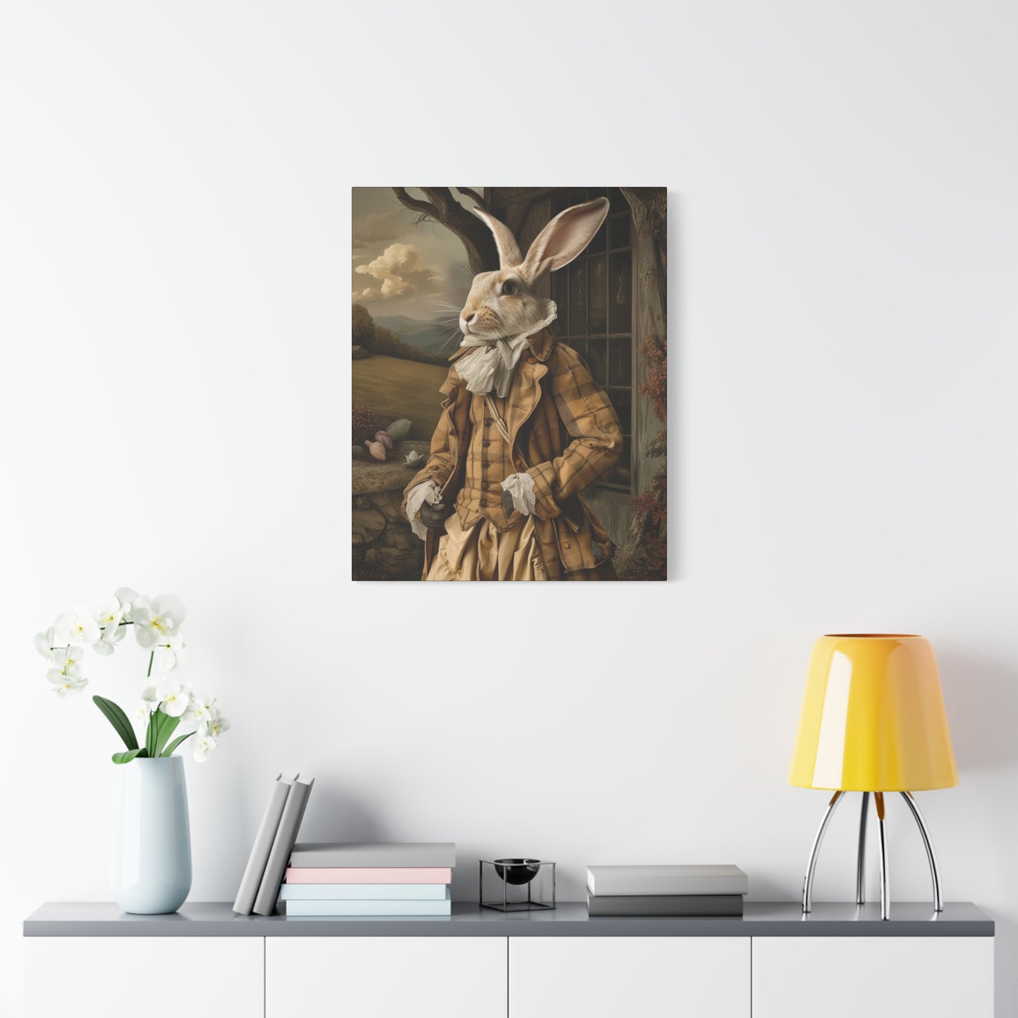 Sir William Rabbit: Whimsical Rabbit Canvas Art - Vintage Style Wall Decor