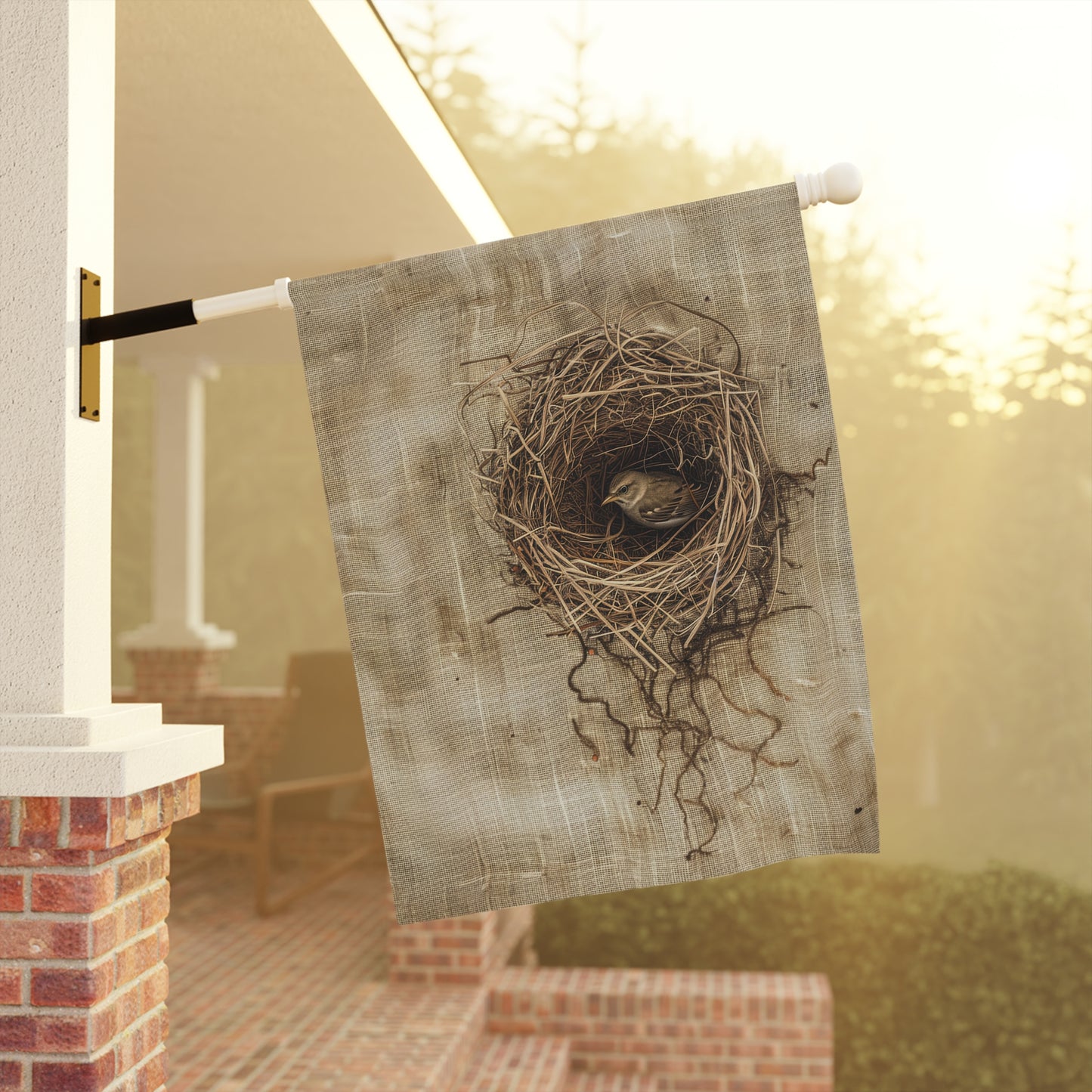 Bird in Nest Garden & House Banner