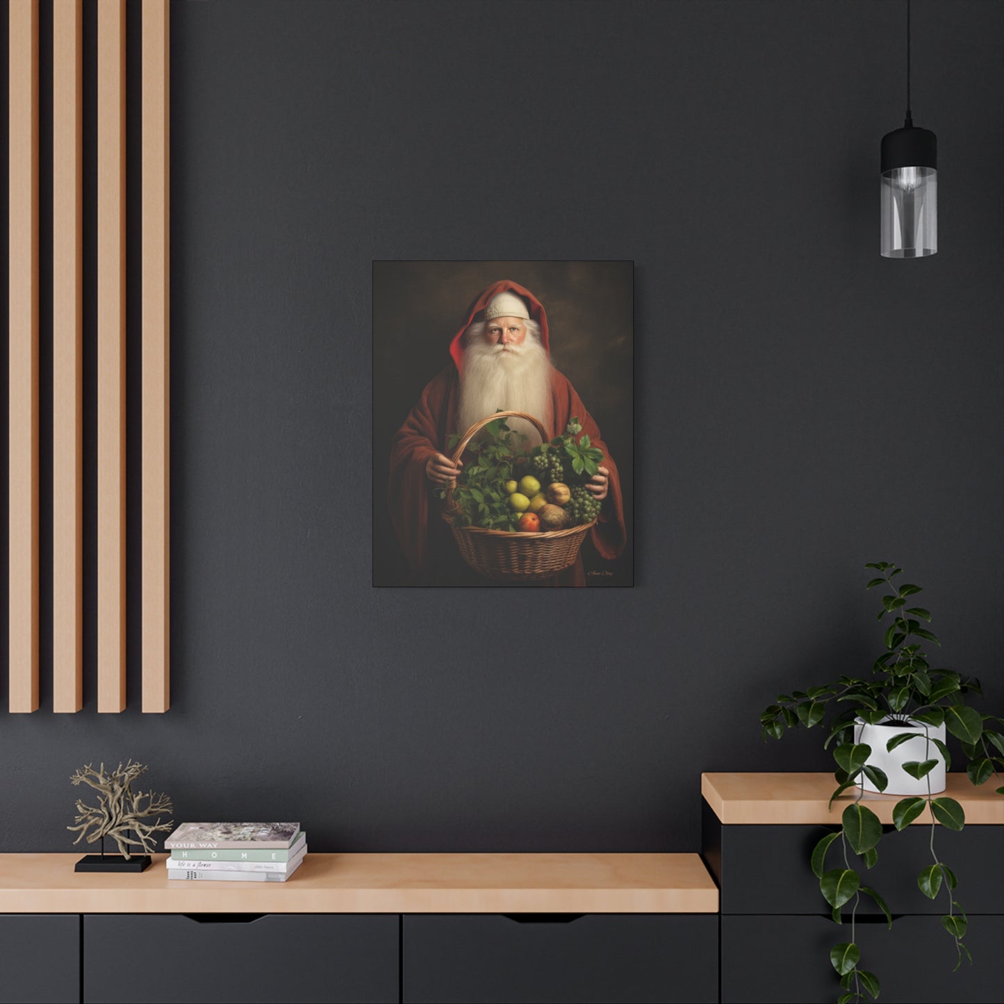 Fruit Basket Santa Matte Canvas, Stretched, 1.25"
