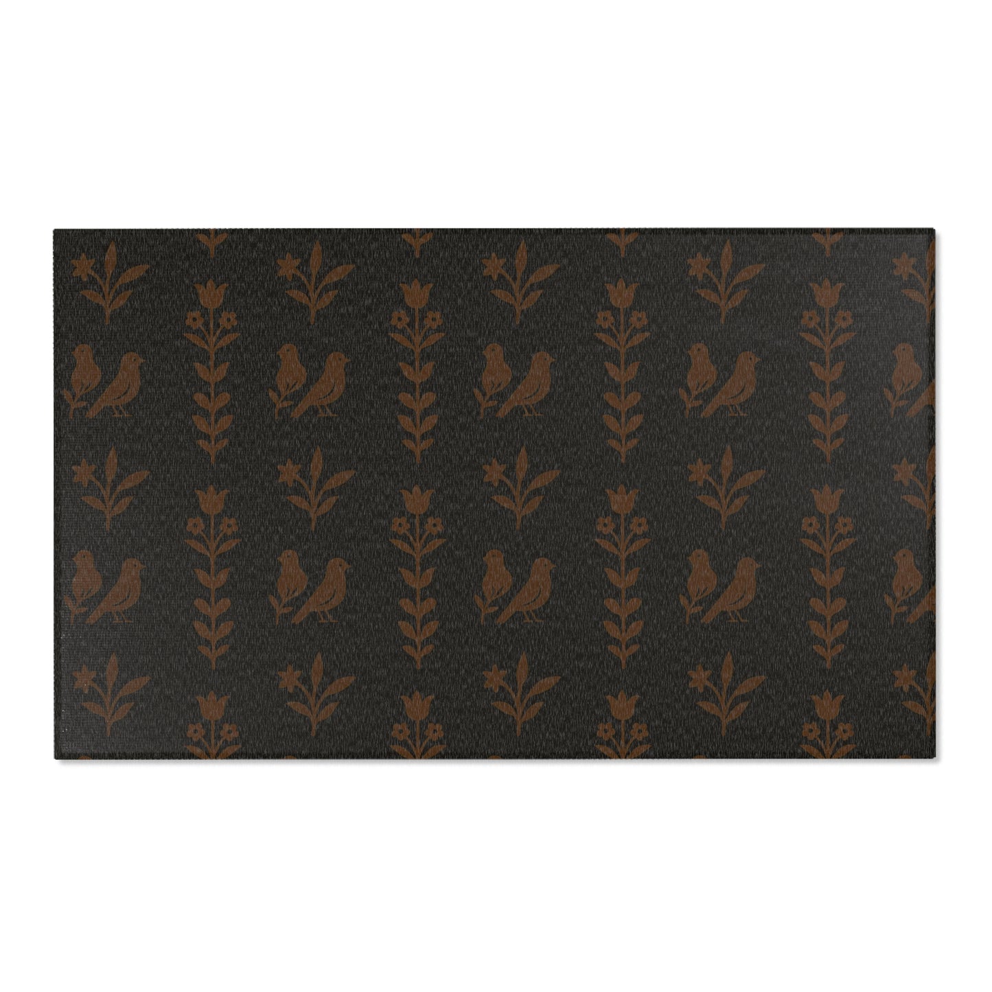 Elegant Floral Area Rug | Black & Brown Design, Home Decor, Living Room Mat, Cozy Atmosphere, Gift for Any Occasion