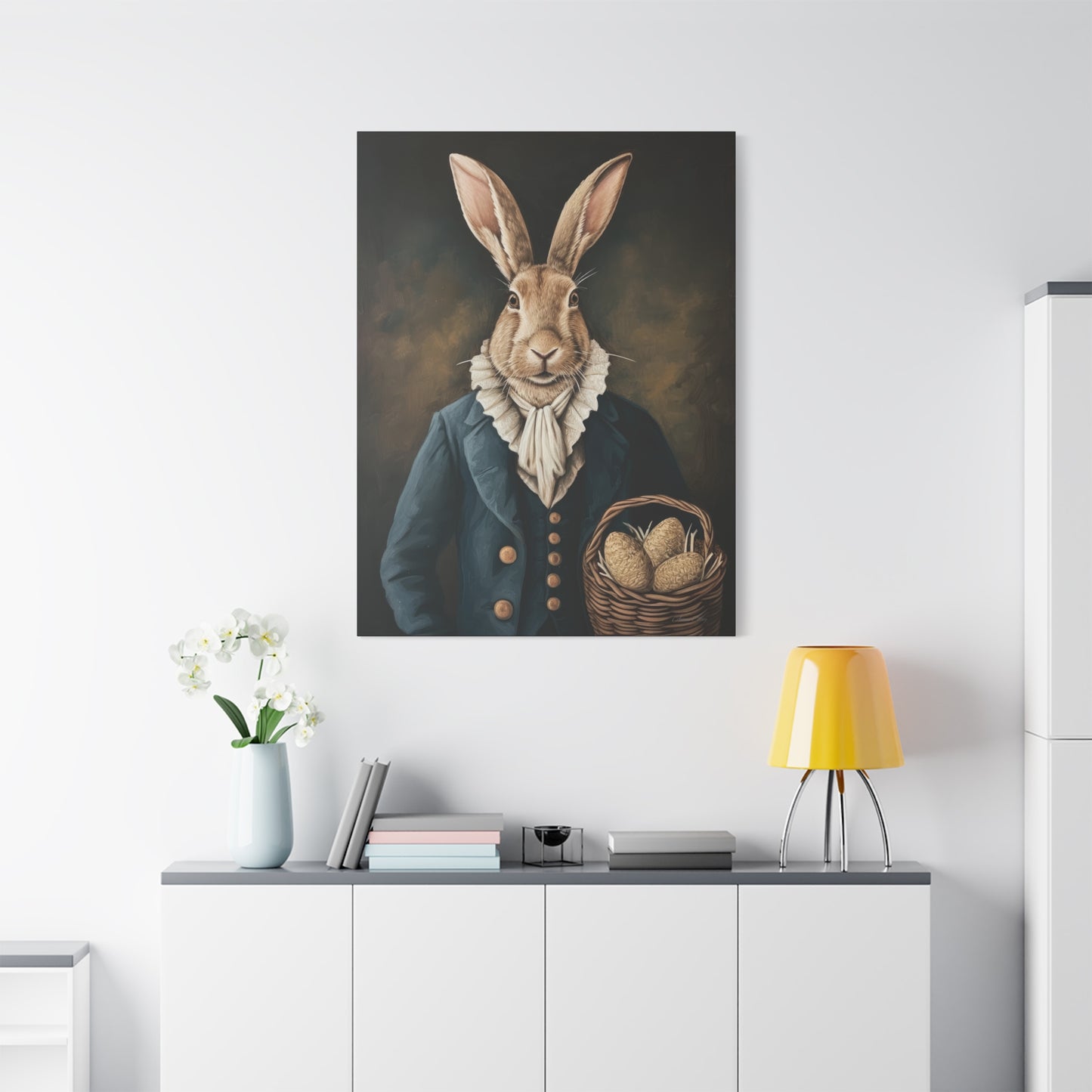 Whimsical Rabbit Canvas Art - Easter Decor - Anne Clay