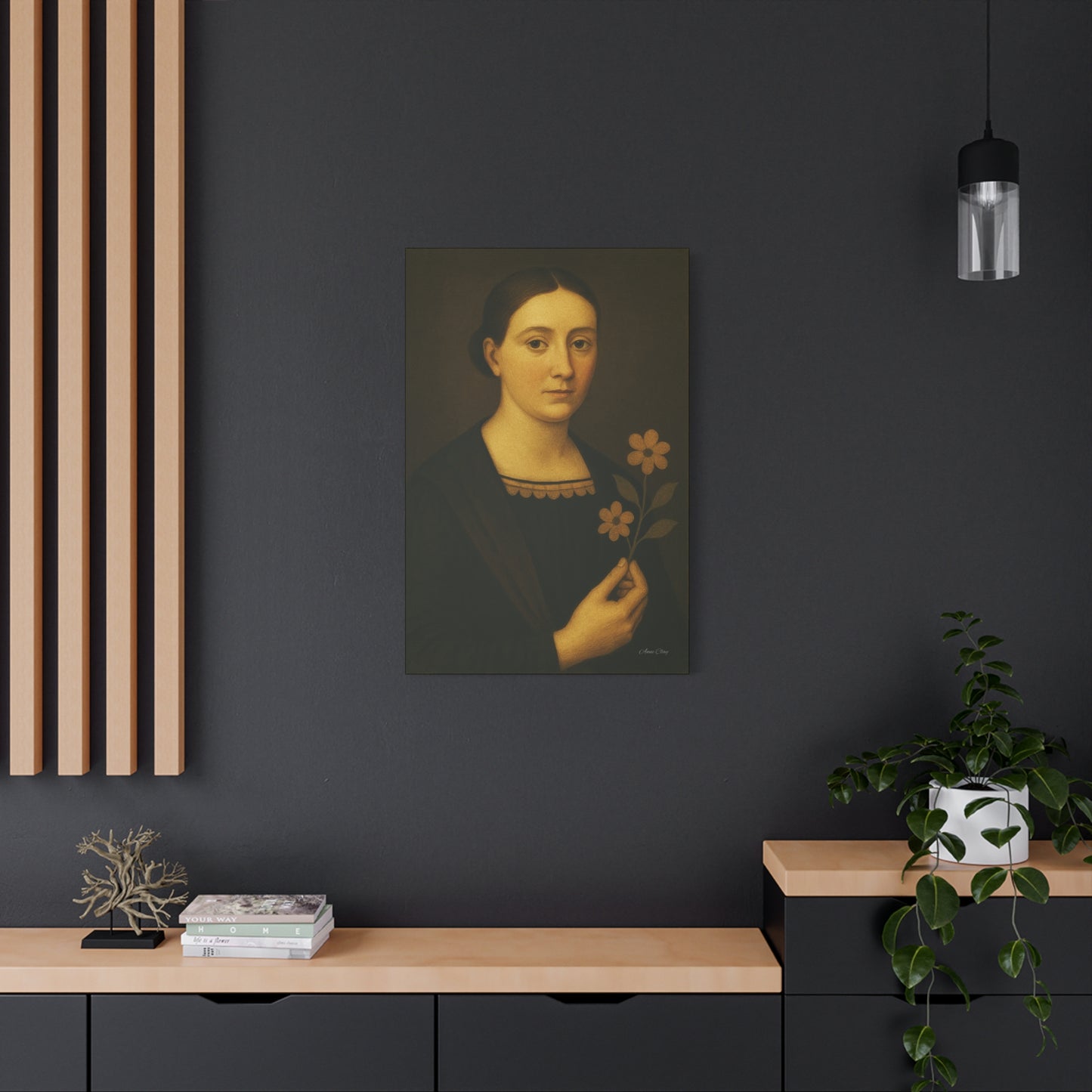 Artistic Canvas Wall Art, Floral Portrait, Home Decor, Gift for Art Lovers, Vintage Style, Wall Decor