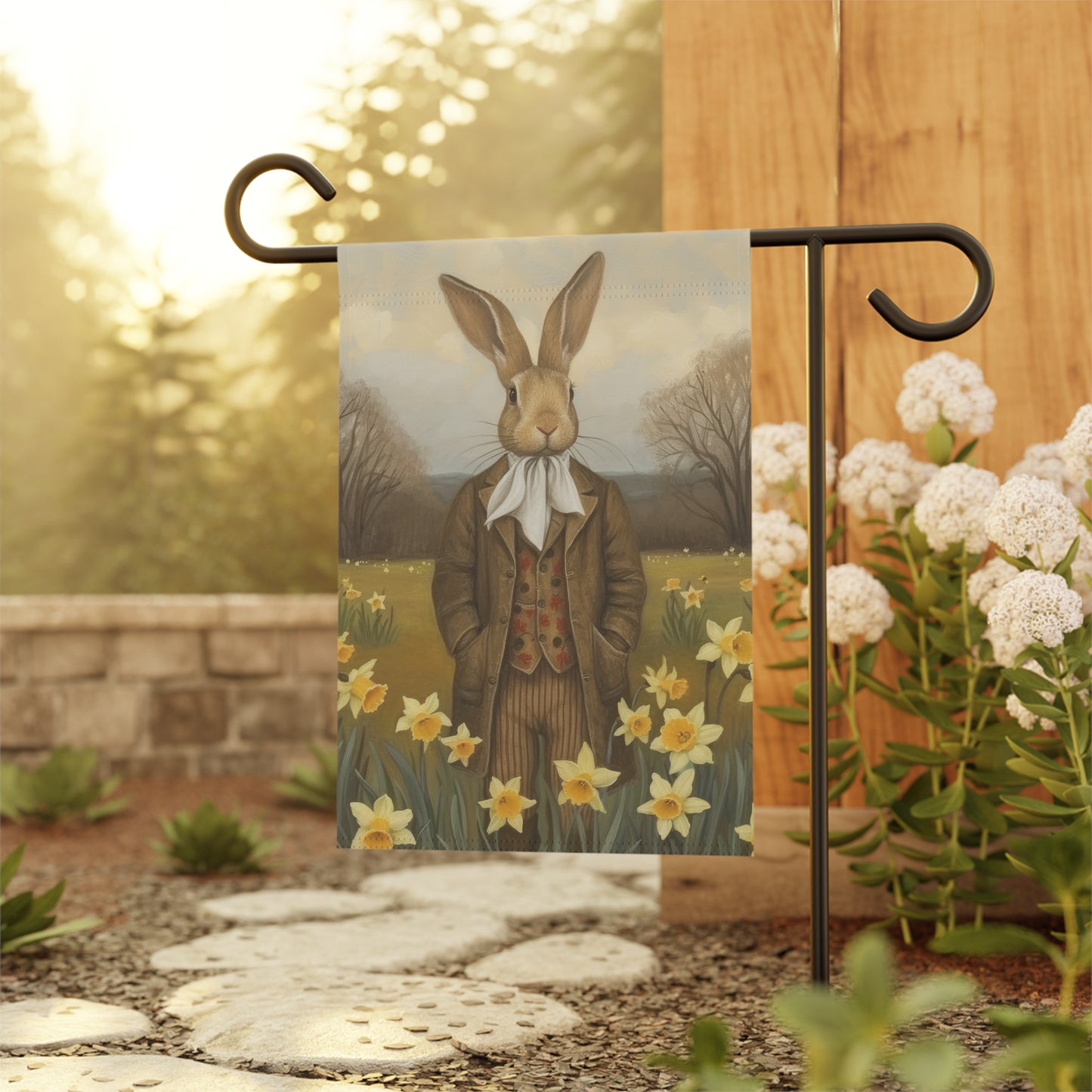 Whimsical Easter Garden Banner - Vintage Bunny Design