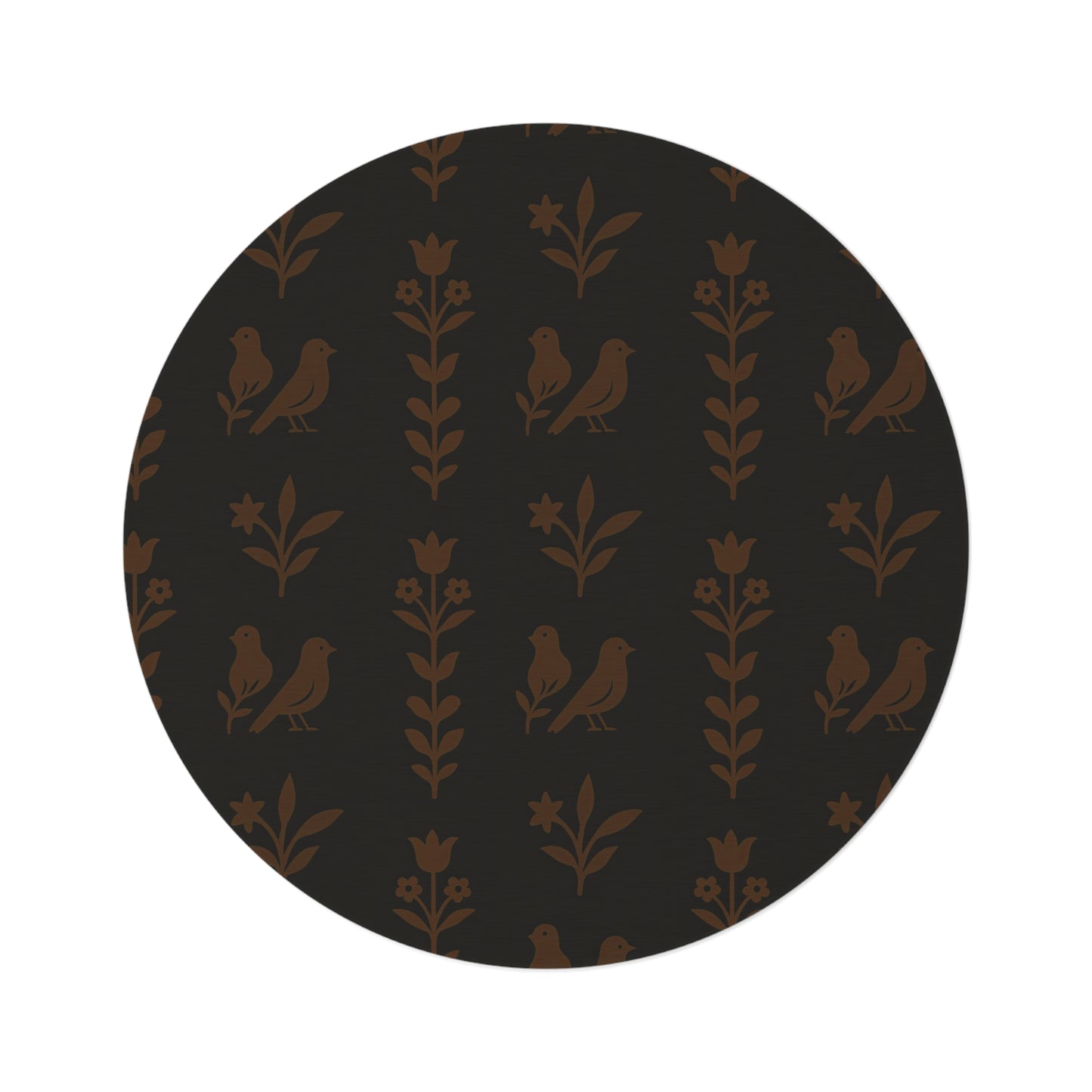 Warm Rustic Round Rug with Floral Design, Cozy Home Decor, Boho Style for Living Room, Bedroom, Nursery, Gifts for Her
